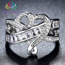 Beiver кольца в форме сердца и X для женщин, модное циркониевое кольцо AAA, обручальное ювелирное изделие, Прямая поставка 2024 - купить недорого