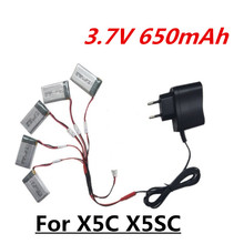 650mAh 3.7V LiPo Battery + AC Charger Euro Plug for SYMA X5C-1 X5C X5 X5SC X5SW JRC H9D H5C RC Drone Quadcopter Spare Parts Set 2024 - buy cheap