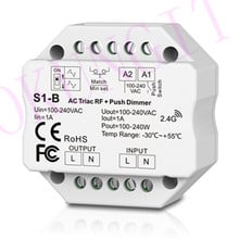 Controlador de intensidade de luz led, 50 peças, 1a, rf + impulso ac, fase de corte, regulador de intensidade, 2.4ghz, sem fio, controle remoto de empurrar 2024 - compre barato