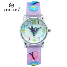 WILLIS Brand Fashion 3D Butterfly Quartz Silicone Watches Girl baby Quality Casual Wristwatch child waterproof Relogio Feminino 2024 - buy cheap