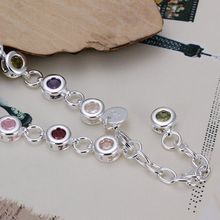 Hot!wholesale for women/men's silver plated bracelet silver plated fashion jewelry charm bracelet colorful rhinestone Bracelet 2024 - buy cheap