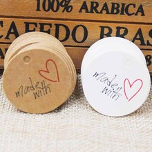 2018 3cm cute thank you label tag ,Made with love paper Kraft/white gift hang tag 100pcs +100 string for gift packing decoration 2024 - buy cheap