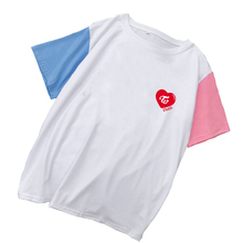 Y2k t-shirts de impressão coração de kawaii das mulheres camiseta coreano fashin kpop duas vezes soletrar cor algodão harajuku manga curta t-shirts 2024 - compre barato