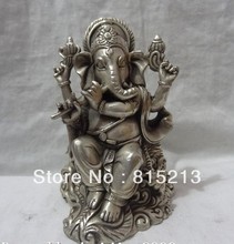 Bi00429 китайское серебро 4 руки Ganapati Ganesh Властелин Ganesha статуэтка Будды из латуни 2024 - купить недорого