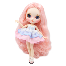 Ледяной DBS Blyth кукольные 1/6 bjd из белой кожи шарнирное тело милый розовый без челки локоны новая матовая лицевая сторона с бровей губ блеск дл... 2024 - купить недорого