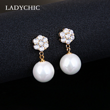 LADYCHIC Exquisite Pearl Earrings for Women Simple Fashion Gold & Silver Color Zircon Drop Earrings Jewelry Accessories LE1318 2024 - buy cheap