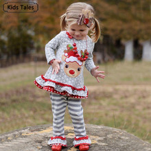 ST407 New Autumn Winter Children's Clothes with Deer Print Christmas Suit for Little Baby Girls 2Pcs Children's Costumes 2024 - buy cheap