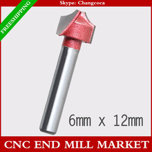 6mm*12mm,wood tool,CNC machine milling cutter,tungsten solid Carbide end mill,PVC,MDF,acrylic,woodworking router bit,1/4R Bit 2024 - buy cheap