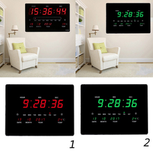 Relógio de alarme grande para o quarto, relógio do dia calendário, relógio digital de parede led, relógio de cozinha com temperatura 2024 - compre barato