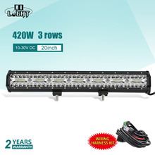 Luces LED de trabajo de 3 filas, foco de inundación de 420W y 20 pulgadas, barra de luz de conducción automática para camión, SUV, ATV, 4x4, 4WD, 12V y 24V, CO LIGHT 2024 - compra barato