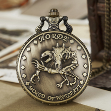 Vintage Pocket Watch Fob Chain World of Warcraft Horde Engrave Clock Mens Flip Bronze Watch Vintage Male Watches for Men Women 2024 - buy cheap