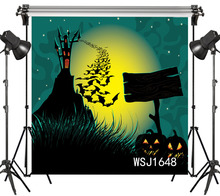 LB Poliéster & Vinil Noite do Dia Das Bruxas Dos Desenhos Animados castelo Morcegos lanterna de abóbora Fundos Para Estúdio de Fotografia Backdrops Fotografia 2024 - compre barato