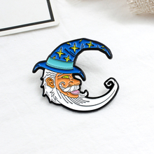 Broche esmaltado de Luna para abuelo, sombrero azul, barba blanca, estrellas amarillas, pin de Luna, regalo de cumpleaños para abuelo, insignia de camisa de solapa 2024 - compra barato