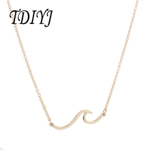 TDIYJ Stainless Steel Ocean Waves Pendant Necklace with 45cm Copper Chain Necklace for Women Holiday Beach Surfer Jewelry 2024 - buy cheap