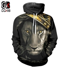 Ogmb pulôver masculino com capuz 3d, moletom com estampa de chama de leão king com crowndivertido plus size 5xl 2024 - compre barato