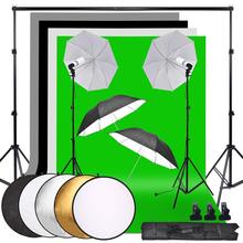 ZUOCHEN Photography Studio Backdrop Soft Umbrella Lighting Kit +Background Support Stand+60cm 5in 1 reflector+135W Bulb 2024 - buy cheap