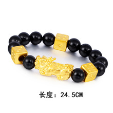 Pulsera de cuero de obsidiana Feng Shui, pulsera de cuentas de PiXiu, esmalte dorado y arena de Vietnam, venta al por mayor 2024 - compra barato