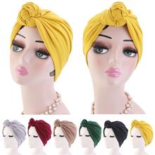 Fashion Women Pleated Turban Solid Color Hijab Hat Muslim Bonnet Chemo Cap Islamic Head Scarf Indian Hair Loss Cover Headwear 2024 - buy cheap