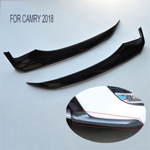 Передний бампер из углеродного волокна для губ, угловая крышка, отделка для Camry 2018 ABS, Внешнее украшение из углеродного волокна, 2 шт. 2024 - купить недорого