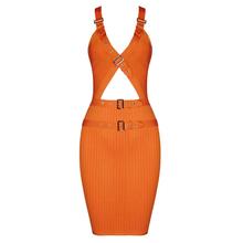 Женское облегающее платье с v-образным вырезом на тонких бретельках, оранжевое Открытое платье для ночного клуба, новинка 2024 - купить недорого