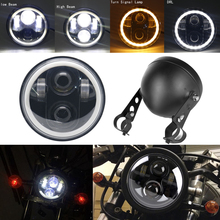 5.75" LED Motorcycle halo angel eyes Headlight with 5.75inch headlight housing bucket bracket 2024 - buy cheap