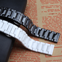 New Ceramic Watchband Diamond Watches Women Men Straight end Watches Straps 14 15 16 17 18 19 20 21 22MM Accessories Black white 2024 - buy cheap