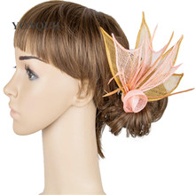 Cute Fascinator Headwear Accessories High Quality Fascinators Hats Feather Bridal Wedding Hat Hair Clip Hair Elegant Lady MYQ021 2024 - buy cheap
