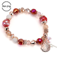 Han Jing Sea Shell Charm Bracelets For Women Luxury Jewelry Boho Tassel Red Glass Crystal Beads Bracelet Yoga GIft Pulsera Femme 2024 - buy cheap