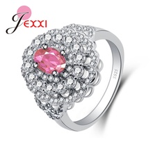 Anéis de prata esterlina 100% com design exclusivo e brilhante de pequeno, alta qualidade, zircônia cúbica rosa brilhante, anéis de prata esterlina 925 2024 - compre barato