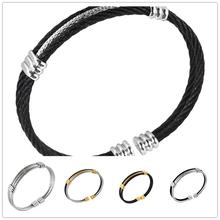 New Arrive Charm 316L Stainless Steel Black Silver Gold Color Wire Cable Twisty Chain Mens Womens Bracelet Bangle High Quality 2024 - buy cheap