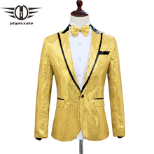 Plyesxale Shiny Blazers For Men Gold Silver Red Pink Purple Sequin Blazer Men Slim Fit Prom Party Stage Wedding Blazers Q288 2024 - buy cheap