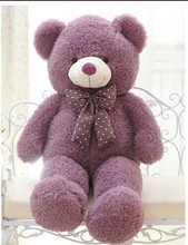 Adorável urso de pelúcia boneca doces cores roxo urso de pelúcia com manchas arco brinquedo de pelúcia boneca presente de aniversário sobre 80cm 2024 - compre barato
