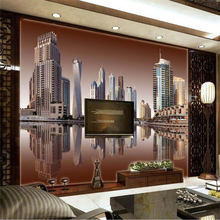 Beibehang papel de parede 3d personalizado, cidade urbana, reflexão da água, vento chinês, tv, sala de estar, mural de parede 2024 - compre barato