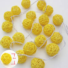 5m 20 Yellow Rattan Balls LED String Fairy Lights Christmas Xmas Lights Garlands Wedding Home Party Kid's bedroom decorations 2024 - buy cheap