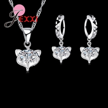 Fast Shipping Jewelry Sets 925 Sterling Silver Cute Fox Austrian Crystal Necklace Earring Chain Womens Jewelry 2024 - buy cheap