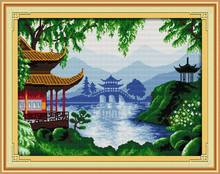 Garden views cross stitch kit 14ct 11ct count printed canvas stitching embroidery DIY handmade needlework 2024 - buy cheap