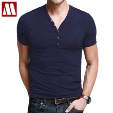 New Man T shirt Cotton Tshirt homme Handsome Button Shirt Short Sleeve T-Shirt Men Slim Fit Brand Clothing Casual Summer T-shirt 2024 - buy cheap