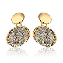 LE810 New Fashion Austrian Crystal Pave Oval Bean Stud Stick Earring  Yellow / Rose / White Gold Color Items Women Jewelry 2024 - buy cheap