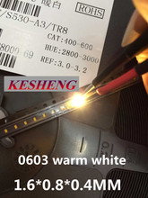 100 шт 0603 теплый белый Ультра яркий SMD SMT СВЕТОДИОДНЫЙ светильник-излучающие диоды высокого качества новый 1,6*0,8*0,6 мм 2800-3500K 2024 - купить недорого