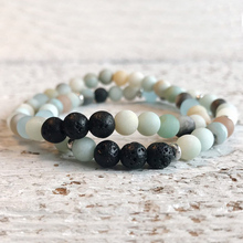 Stacking Bracelet Pulsera Mujer Handmade Beaded Friendship Wrist 6mm Amazonite & Lava Stone Bracelet Set Of 2 2024 - buy cheap