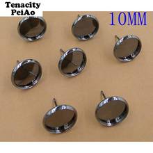 10mm 10pcs GunBlack Plated Earring Studs Earrings Blank Base Fit 10mm Glass Cabochons Buttons Earring Bezels (08424) 2024 - buy cheap