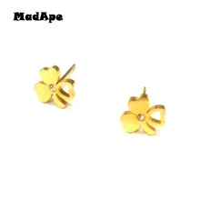 MadApe 2019 Fashion Jewelry Gold Color Four-leaf Clover Earrings Stainless Steel Women Stud Earrings For Girl Jewelry 2024 - buy cheap