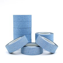 Cinta Washi azul claro creativa de 10m x 15mm, pegatinas de brillo con destello, decoración de álbum de bricolaje, cinta adhesiva de cuenta de mano, cinta de enmascarar, 1 Uds. 2024 - compra barato