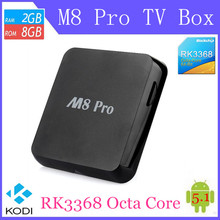 5 pcs Henscoqi novo M8 Pro caixa de TV RK3368 Octa núcleo 2 G / 8 G Android 5.1 caixa de TV Dual Bluetooth Wifi 2.4 G / 5.8 G Kodi inteligente Media Player 2024 - compre barato
