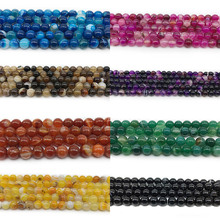 Cuentas de Sardonyx a rayas naturales, abalorios redondos de ágatas de 8 colores, DIY, fabricación de joyas, tamaño de 4, 6, 8, 10 y 12MM, 1 hebra, accesorios de abalorios 2024 - compra barato