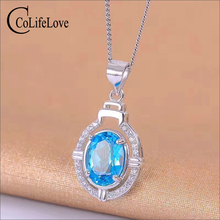 Colgante clásico de plata 925 con piedras preciosas para mujer 7 mm * 9 mm colgante de topacio natural VVS joyería de topacio de plata 925 2024 - compra barato