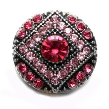 ROYALBEIER New Pink Rhinestone Style Round Shape Metal 18mm Snap Button Charms For Snap Bracelet Snaps Jewelry KZ0577f 2024 - buy cheap