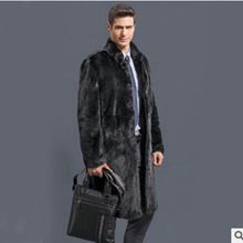 new Men Winter Coats 2018 New Fashion Faux Fox Fur Men's velvet coat fur coat winter Long Outwears Thick Plus Size Fur Overcoats 2024 - buy cheap