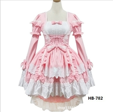 FREE SHIPPINGBlack Pink Female Halloween Lolita Dress Girl Cosplay Princess Lolita Costume Layered Women lolita tube Dress 2024 - buy cheap