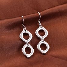wholesale silver plated earrings,925 fashion Silver jewelry 2square drop Earrings for women SE024 2024 - buy cheap